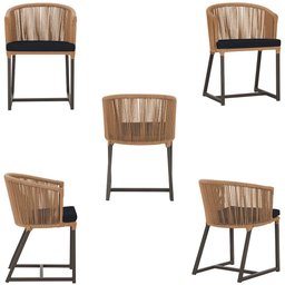 3 Cadeiras de Jantar Área Noronha em Alumínio com Pintura Marrom Corda Náutica E12 Trama Original - 5