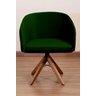 Poltrona Decorativa Redonda Pé Giratório de Madeira Cor:verde - 2