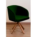 Ver imagem 1 de Poltrona Decorativa Redonda Pé Giratório de Madeira Cor:verde