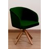 Poltrona Decorativa Redonda Pé Giratório de Madeira Cor:verde - 1