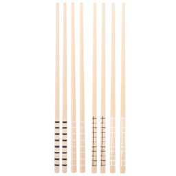 Kit Hashi de Bambu 4 Pares 24cm Palitos Japoneses Sushi Lyor Estampa Geométrica - 1