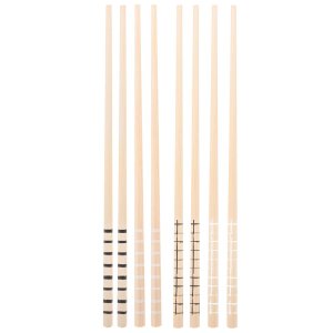 Kit Hashi de Bambu 4 Pares 24cm Palitos Japoneses Sushi Lyor Estampa Geométrica