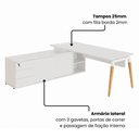 Ver imagem 4 de Mesa Diretor Executiva 200 cm X 203 cm Pés Cavalete em Madeira com Caixa de Tomadas e Armário