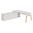 Ver imagem 2 de Mesa Diretor Executiva 200 cm X 203 cm Pés Cavalete em Madeira com Caixa de Tomadas e Armário