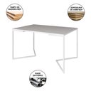 Ver imagem 5 de Mesa Jantar Industrial Retangular Branca 137X90Cm Base V Ferro Branco C/6 Poltronas Preta Ma Branco