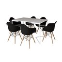 Ver imagem 6 de Mesa Jantar Industrial Retangular Branca 137X90Cm Base V Ferro Branco C/6 Poltronas Preta Ma Branco
