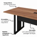 Ver imagem 5 de Mesa Reunião Industrial 200 cm X 90 cm para 8 Pessoas com 1 Caixa de Tomadas F5 Office Cor:Nogal