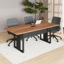 Ver imagem 1 de Mesa Reunião Industrial 200 cm X 90 cm para 8 Pessoas com 1 Caixa de Tomadas F5 Office Cor:Nogal