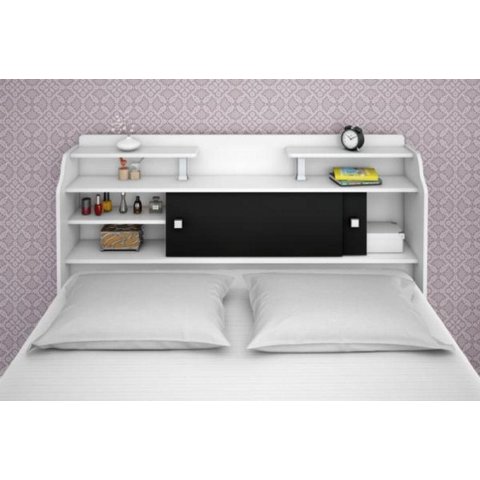 Cabeceira Box Zenit Casal Queen Branco Preto