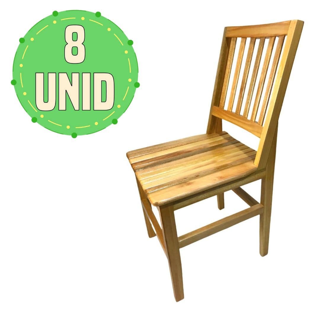 Kit 8 Cadeiras Ana Hickmann Bege De Madeira Maciça Natural - 1