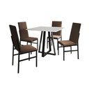 Ver imagem 2 de Kit Mesa Mônaco Premium 90cm com 4 Cadeiras de Jantar Estofadas para Sala e Cozinha - Branco/marrom
