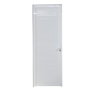 Porta Lambril Ripado de Aluminio Branco com Maçaneta Linha 25 - 210x80 Esquerda