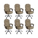 Ver imagem 2 de Kit 6 Cadeiras de Escritório Presidente Reclinável Ajustável - Bege
