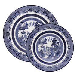 Kit Pratos Rasos e Fundos Flamingo Blue Willow Oxford® Porcelana 24 Peças - 1