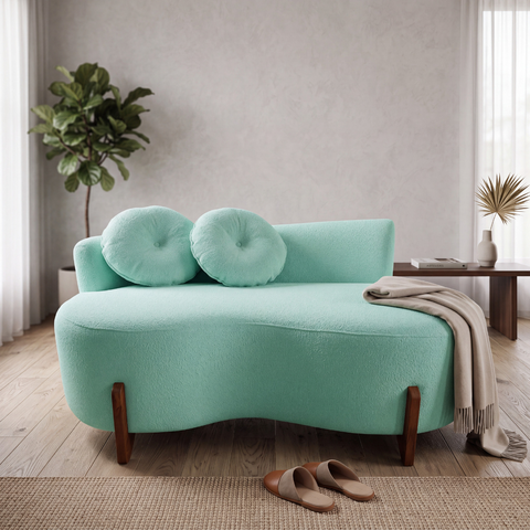Namoradeira Sofá Feijão Lounge 120cm Orgânica Veludo Acqua