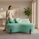 Ver imagem 2 de Namoradeira Sofá Feijão Lounge 120cm Orgânica Veludo Acqua