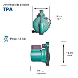 Bomba Monoestágio Tpa 25-12-200 270w Monofásico Motor Thebe Ip42 127v - 2