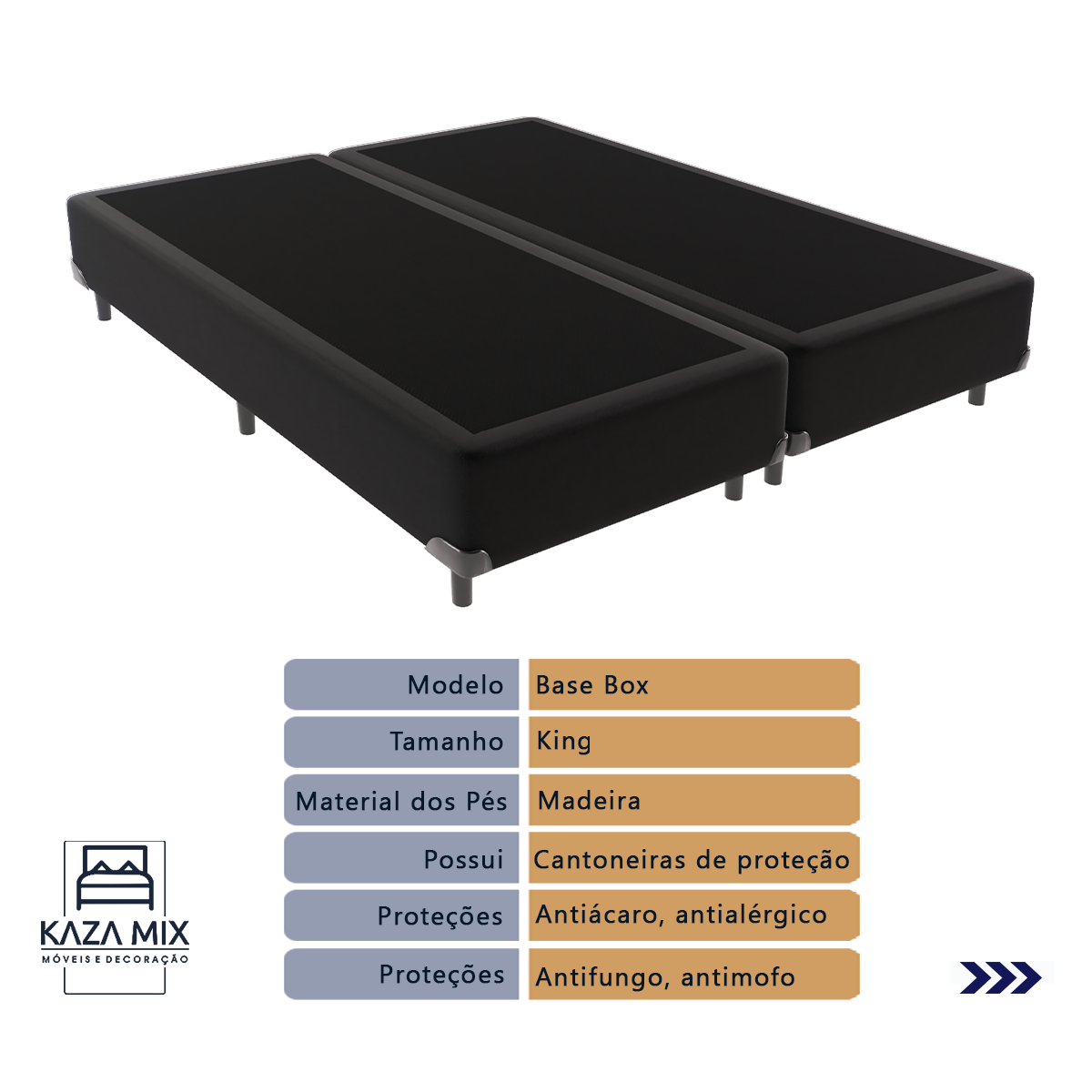 Cama Box King Preto e Ortobom Elegant Molas Ensacadas EuroPillow - 4