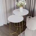 Ver imagem 1 de Conjunto Mesa Lateral de Canto Trude 100% MDF 55cm x 45cm x 45cm Branco