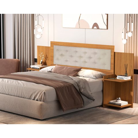 Cabeçeira Casal Box Áustria 100% MDF Multimídias p/ 138/158 cm -com Captone:Nature