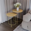 Ver imagem 1 de Conjunto Mesa Lateral de Canto Trude 100% MDF 55cm x 45cm x 45cm Marrom
