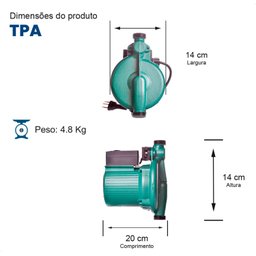 Bomba Monoestágio Tpa 25-15-200 Monofásico Motor Thebe 320w 220v - 2