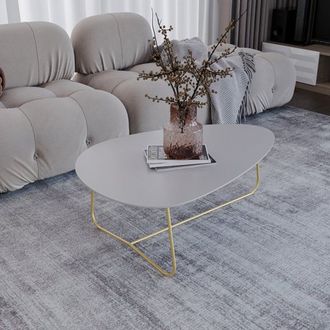 Mesa de Centro Trude Organica 35cm x 90cm x 60cm Cinza
