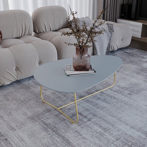 Mesa de Centro Trude Organica 35cm x 90cm x 60cm Cinza