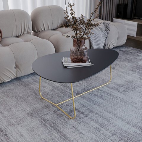 Mesa de Centro Trude Organica 35cm x 90cm x 60cm Preto