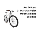 Ver imagem 2 de Bicicleta Aro 26 Aero 21 Marchas Velox Ello Bike Cor:branco/preto