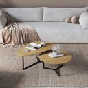 Ver imagem 1 de Conjunto Mesa de Centro Trento Organica e Redonda 100% MDF 35cm x 90cm x 60cm - 30cm x 67cm x 67cm Marrom