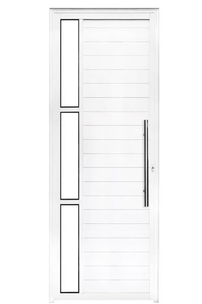 Porta Lambril C/puxador Vision 3 Vidros 2,10 X 0,90 Esquerda Alumínio Branco