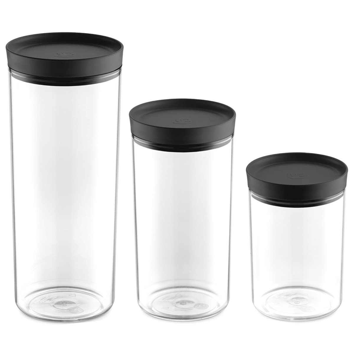 Conjunto de 3 Potes Herméticos de Plástico Com Tampa Uz 2L 1,9L 1,4L Preto - 1