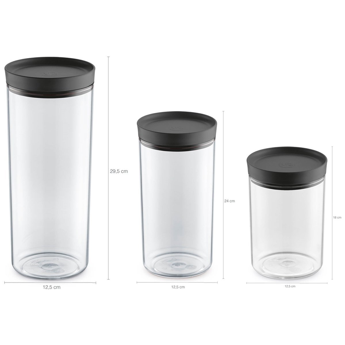Conjunto de 3 Potes Herméticos de Plástico Com Tampa Uz 2L 1,9L 1,4L Preto - 8