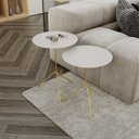Ver imagem 1 de Conjunto Mesa Lateral de Canto Pugly 55x40x40cm Cinza 100% MDF