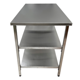 Mesa de Aço Inox Industrial 110x70x90 Cm com 2 Prateleiras Plano Liso Nortinox - 3