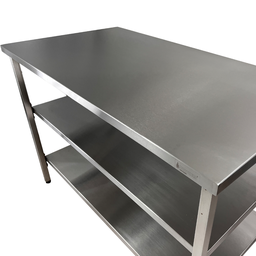 Mesa de Aço Inox Industrial 110x70x90 Cm com 2 Prateleiras Plano Liso Nortinox - 4