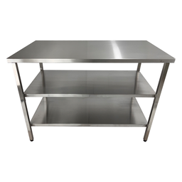 Mesa de Aço Inox Industrial 110x70x90 Cm com 2 Prateleiras Plano Liso Nortinox - 2