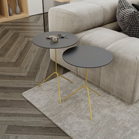 Conjunto Mesa Lateral de Canto Pugly 55x40x40cm Preto 100% MDF
