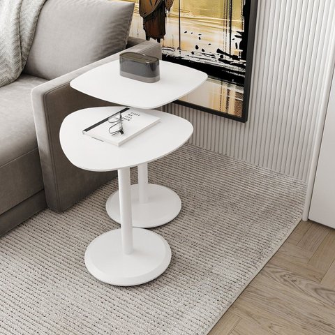 Conjunto Mesa Lateral de Canto Keva 40x40x53cm Branco 100% MDF