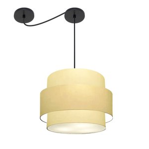 Lustre Sala de Jantar com Desvio Vivare Md-4397 Cúpula em Tecido 40cm Lustres Vivare Lustre para Sal