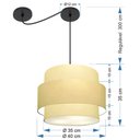 Ver imagem 2 de Lustre Sala de Jantar com Desvio Vivare Md-4397 Cúpula em Tecido 40cm Lustres Vivare Lustre para Sal