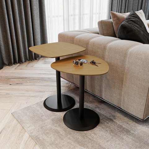 Conjunto Mesa Lateral de Canto Keva 40x40x53cm Marrom 100% MDF
