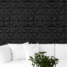 Kit 5 Placas Revestimento Preto Auto Relevo Mini Petalas Decorativo Lavável Quarto Sala 50cm X 50cm - 5