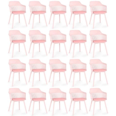 Kit 20 Cadeiras de Jantar Estofada Marcela - Rosa