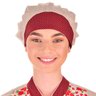 Touca Tipo Gorro para Clínicas Chef de Cozinha Bege Poá Vermelho - Estilo Chef - Bege - Único - 3