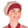 Touca Tipo Gorro para Clínicas Chef de Cozinha Bege Poá Vermelho - Estilo Chef - Bege - Único - 2
