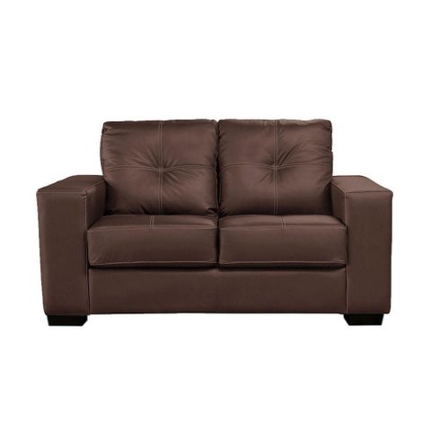 Sofá Olga 2 Lugares Fixo 151cm Café Couro Capuccino Estrutura Madeira Sallar Home