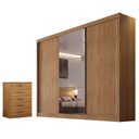 Ver imagem 1 de Guarda Roupa Casal Sonetto com Espelho e Gaveteiro Suiça Cumaru 23 - Novo Horizonte