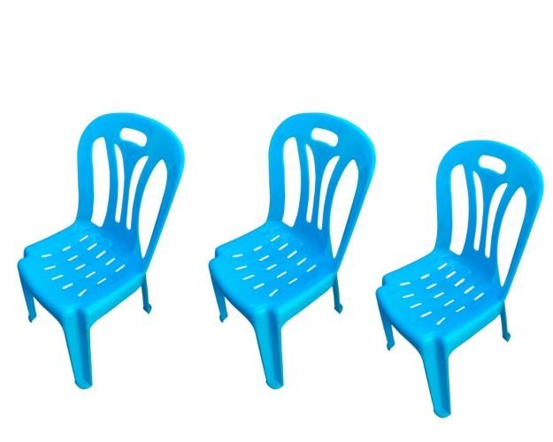03 Cadeiras Infantil de Plástico para Estudar e Desenhar Azul